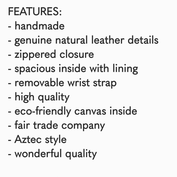 Handmade Upcycald Aztec genuine Leather clutch, Wristlet, pouch - Picture 6 of 7